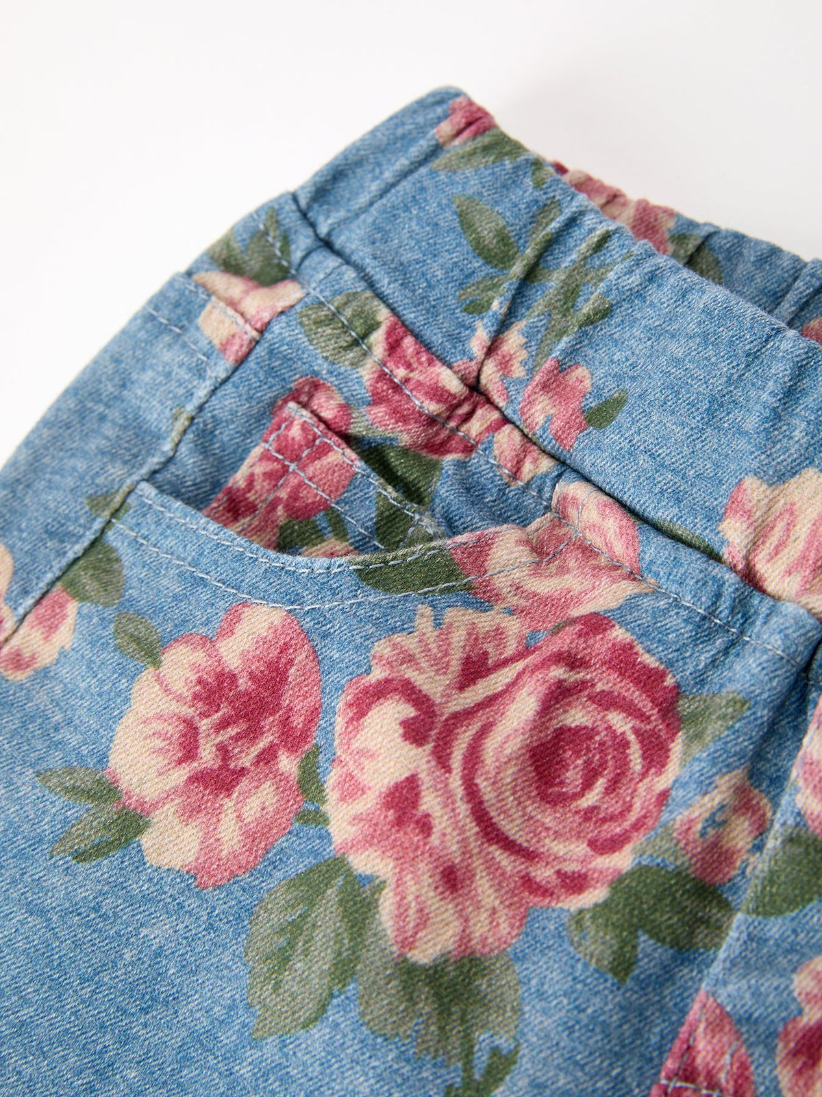 Girls' Rose Print Flare Jeans
