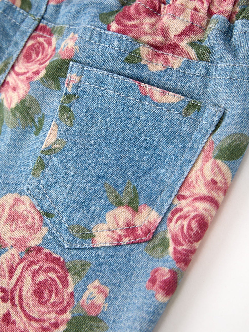 Girls' Rose Print Flare Jeans