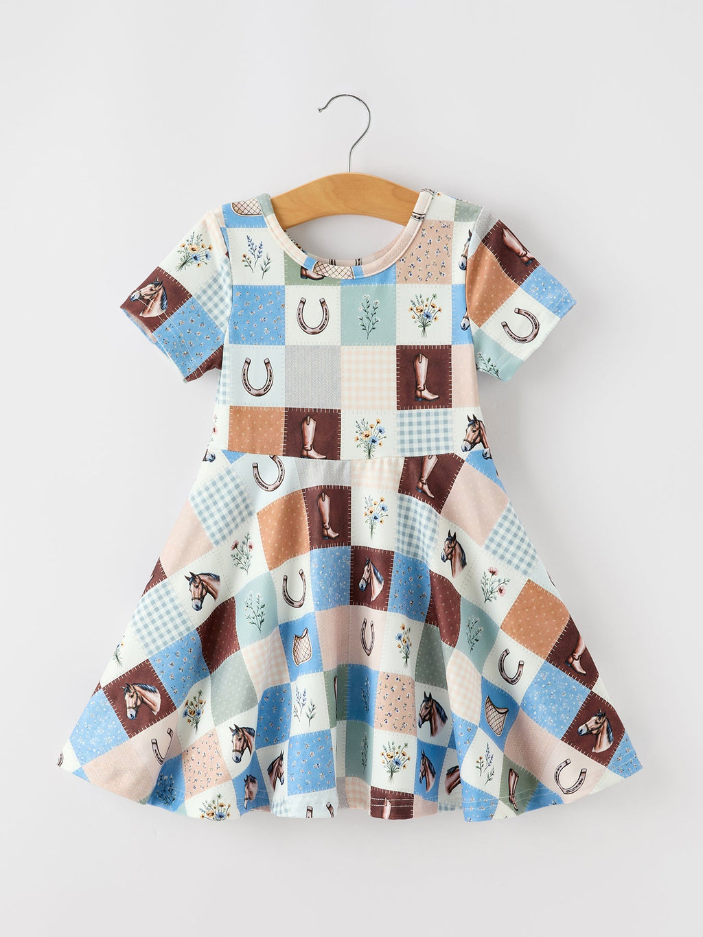 Girls' Western Patchwork Twirl Dress