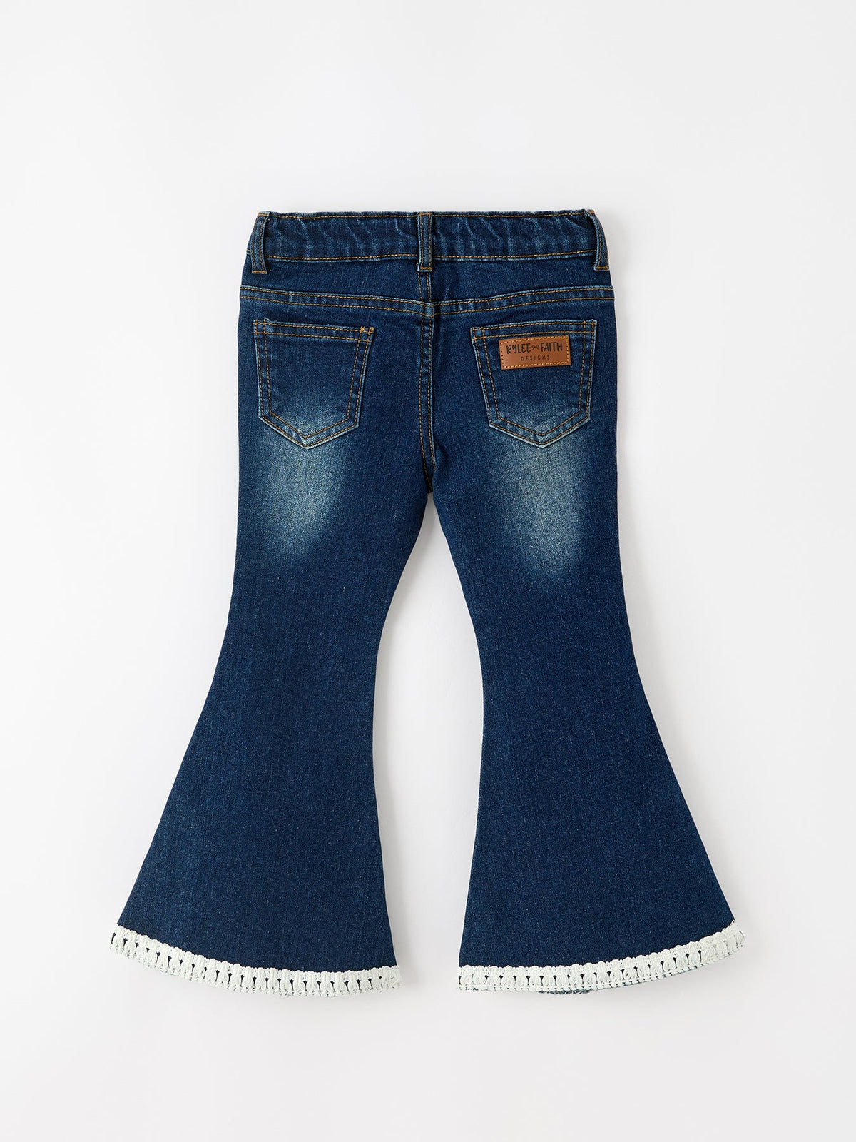 Girls' Floral Appliqué Bell-Bottom Jeans