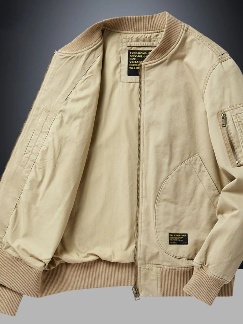 Men's Plus Size Baseball-Collar Bomber Jacket
