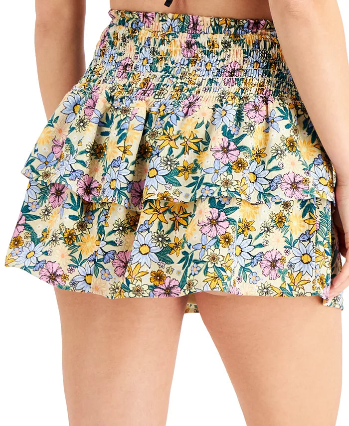 Miken Juniors Floral Ruffle Cover-Up Skirt – L