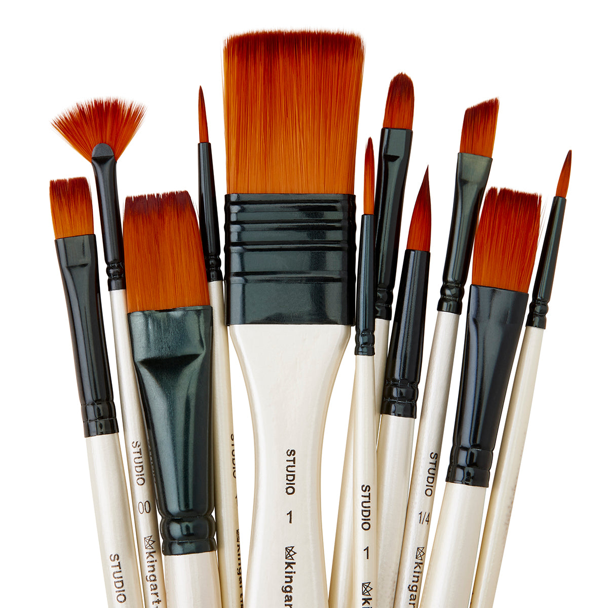 Studio Gold Nylon Acrylic & Watercolor Brush Set, 12 Pieces