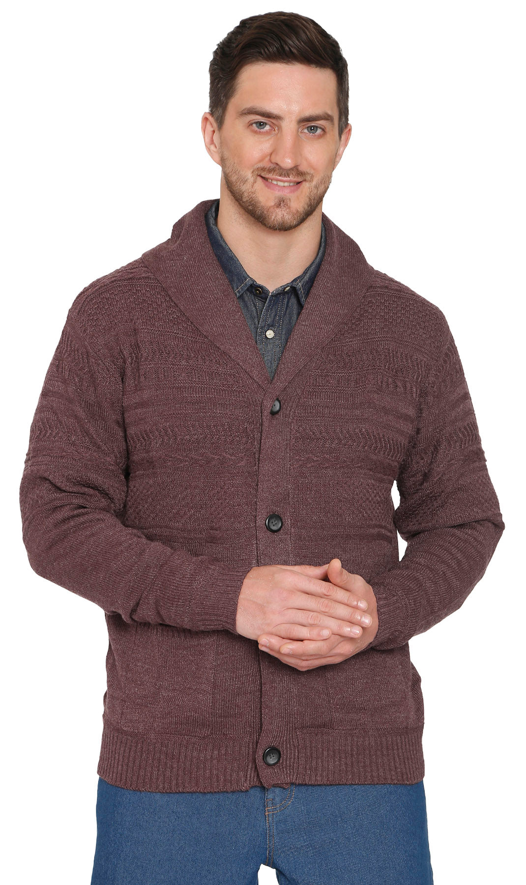 Men's Jacquard Shawl-Collar Cardigan