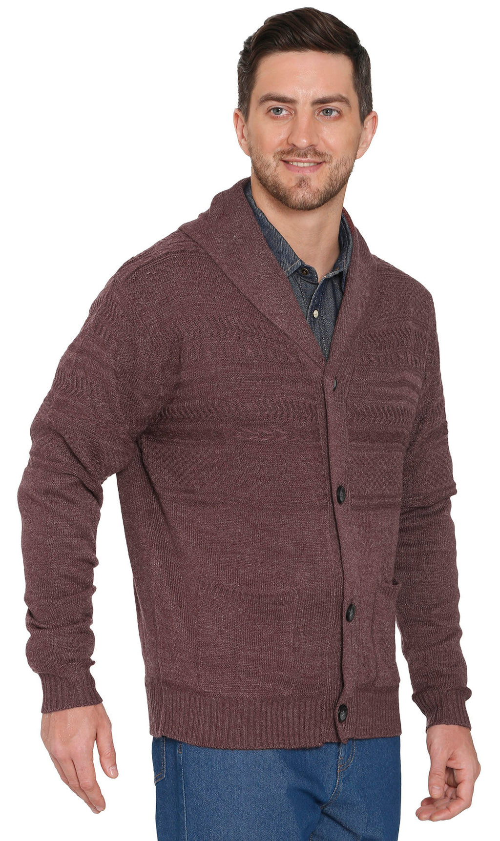Men's Jacquard Shawl-Collar Cardigan