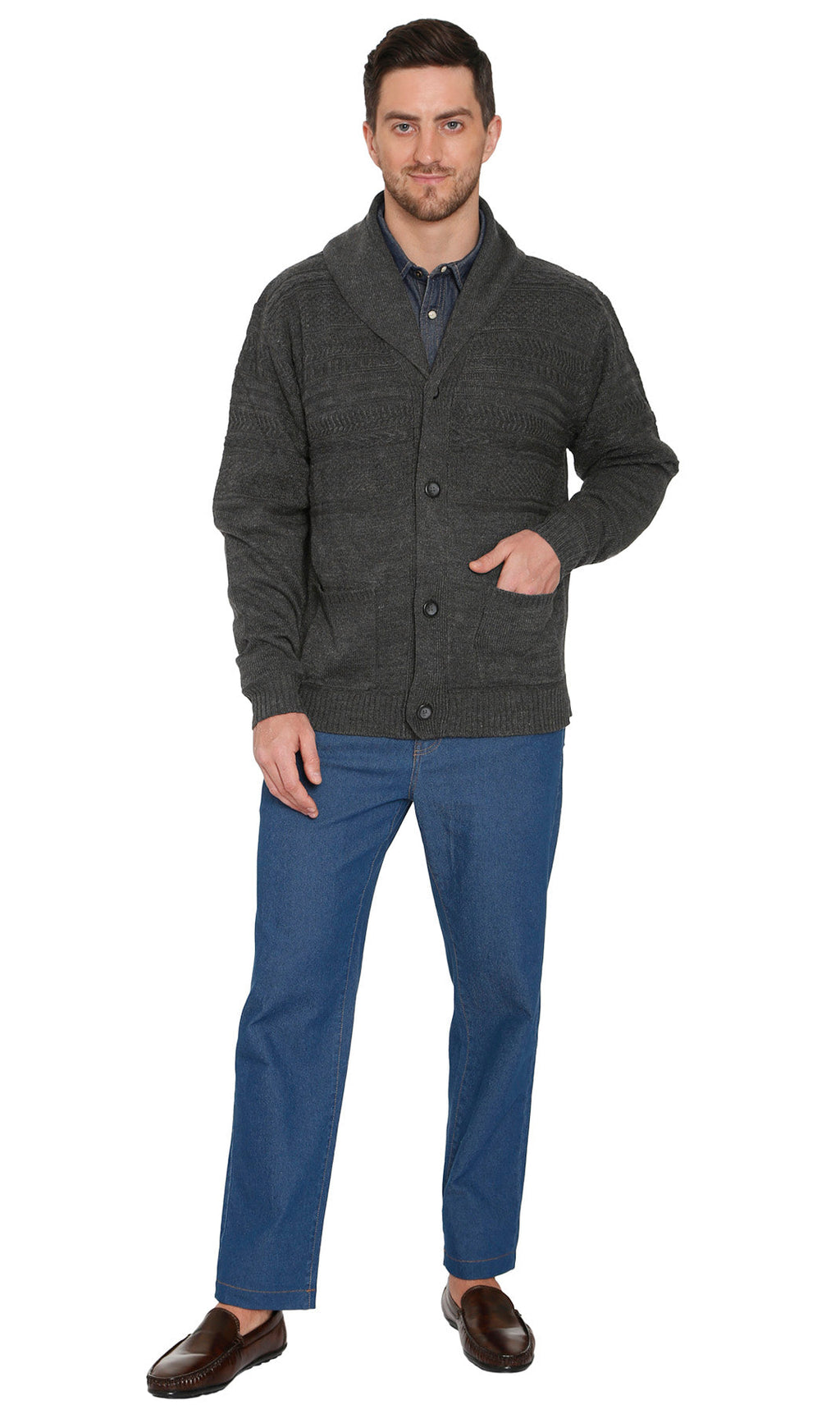Men's Jacquard Shawl-Collar Cardigan