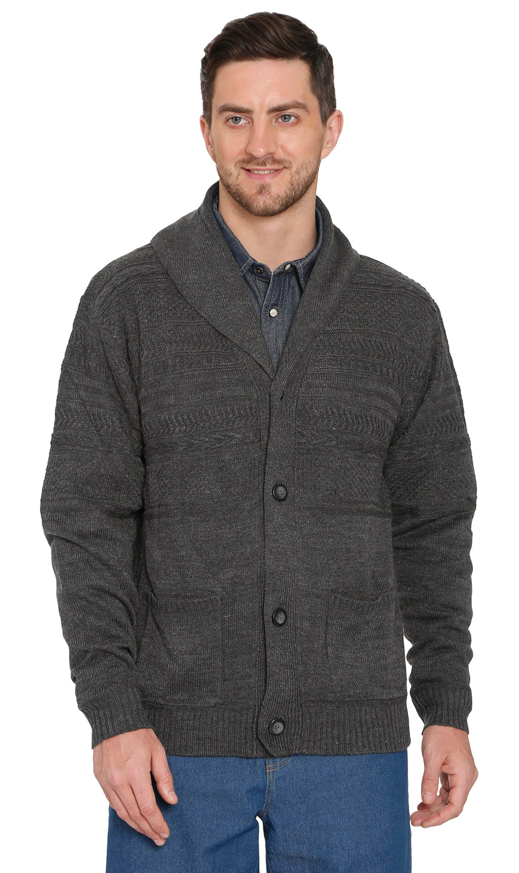 Men's Jacquard Shawl-Collar Cardigan
