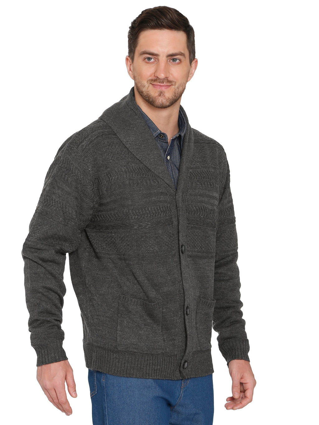 Men's Jacquard Shawl-Collar Cardigan