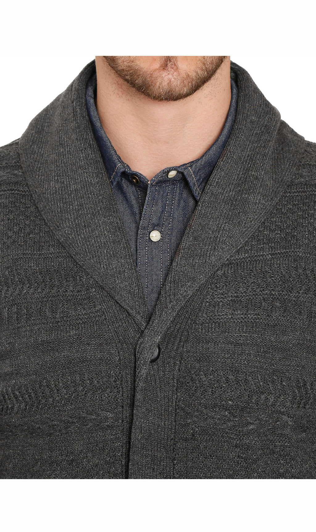 Men's Jacquard Shawl-Collar Cardigan