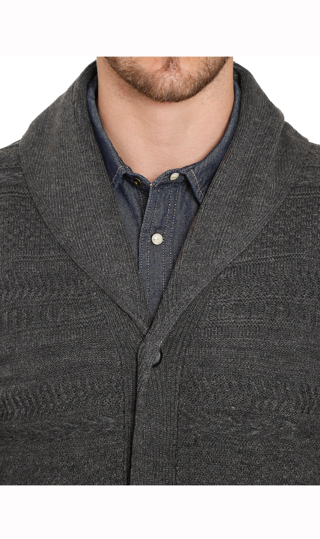 Men's Jacquard Shawl-Collar Cardigan