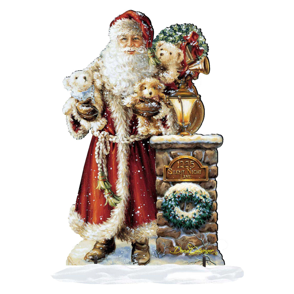 Silent Night Santa Christmas Outdoor Yard Sign by D. Gelsinger