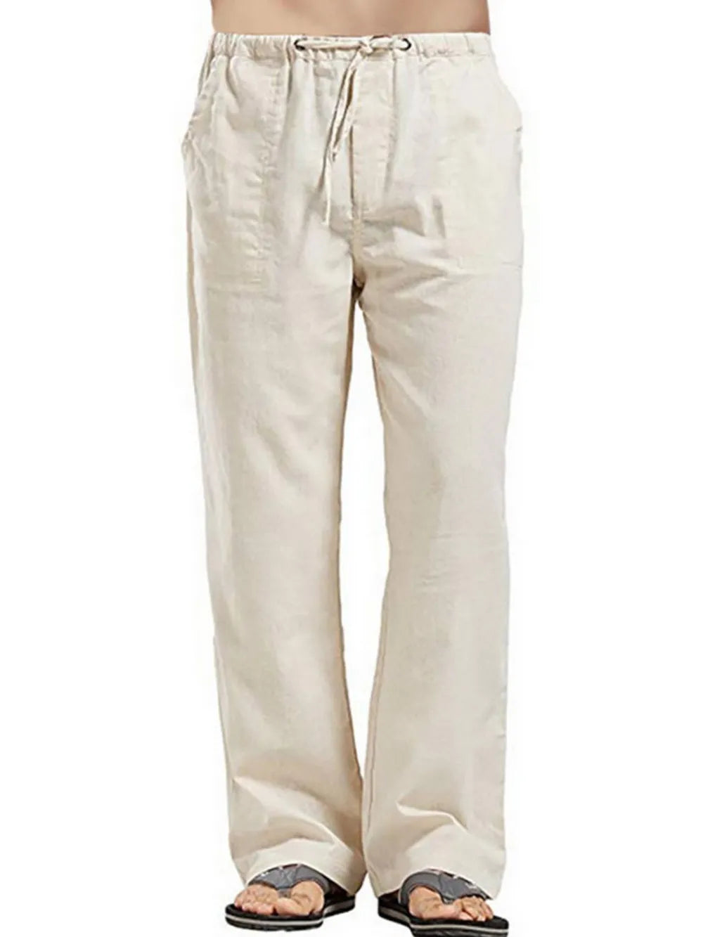 Men's Plus Size Drawstring Straight-Leg Pants