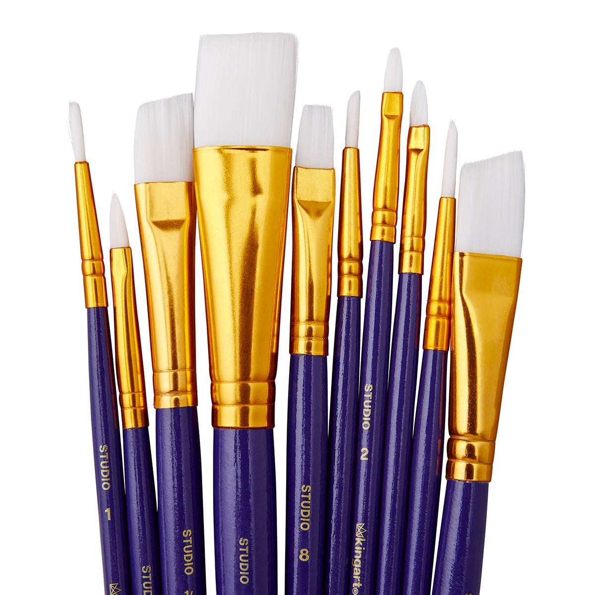 Studio White Nylon Acrylic & Watercolor Brush Set, 10 Pieces