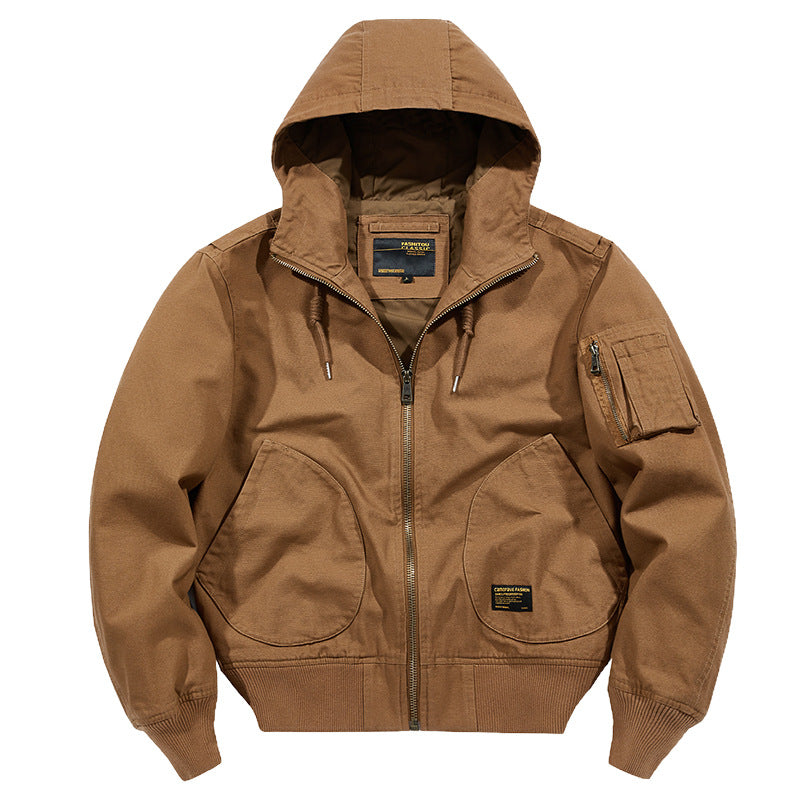 Men's Plus Size Washed Cotton Flight Jacket