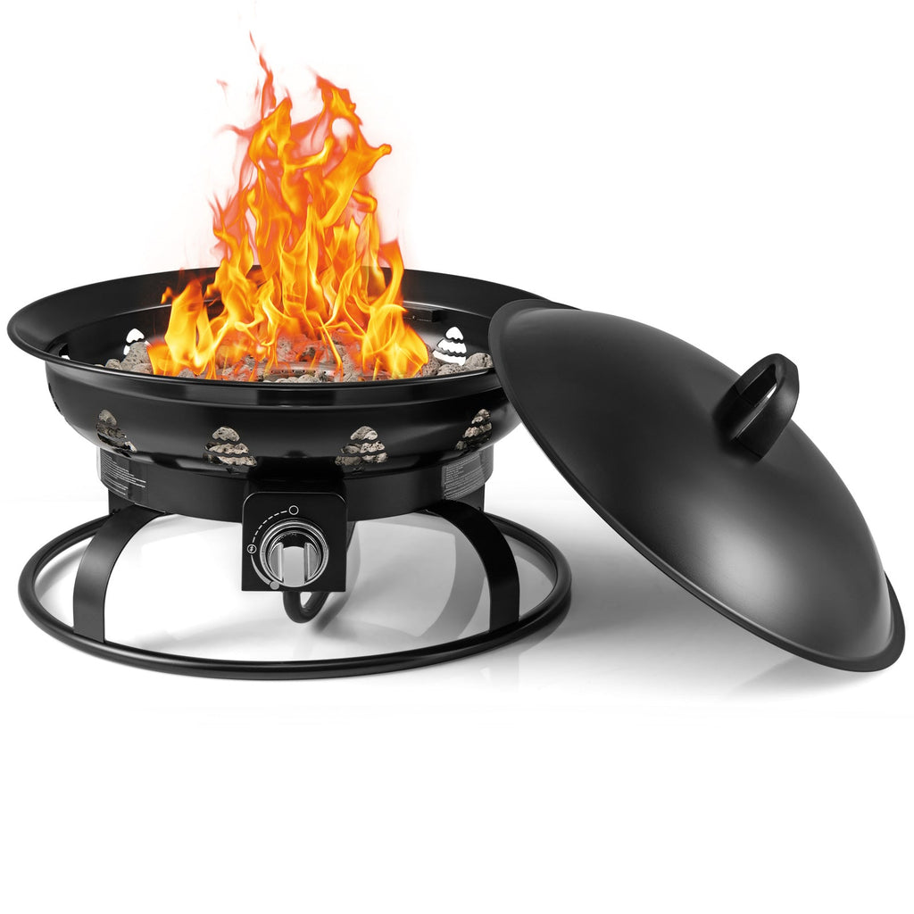 21-Inch Portable Propane Fire Pit Bowl – Black