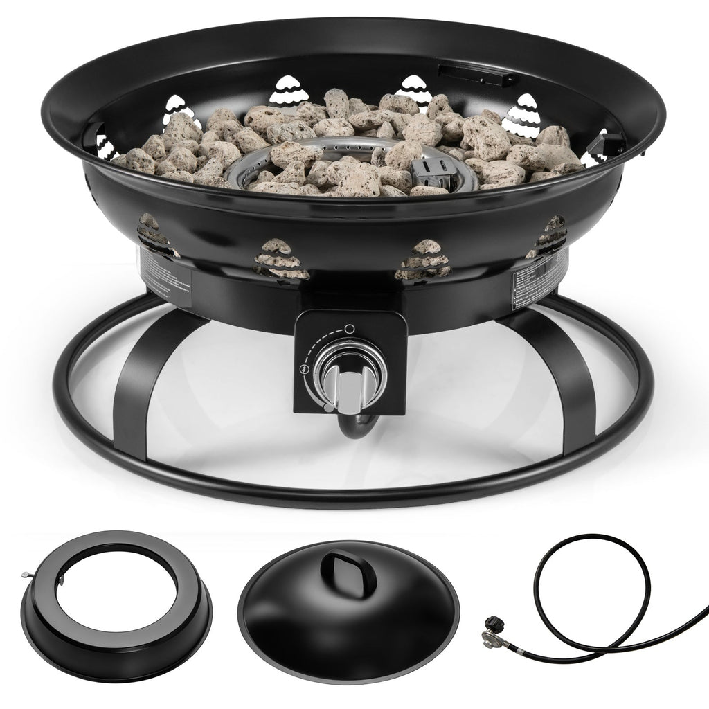 21-Inch Portable Propane Fire Pit Bowl – Black