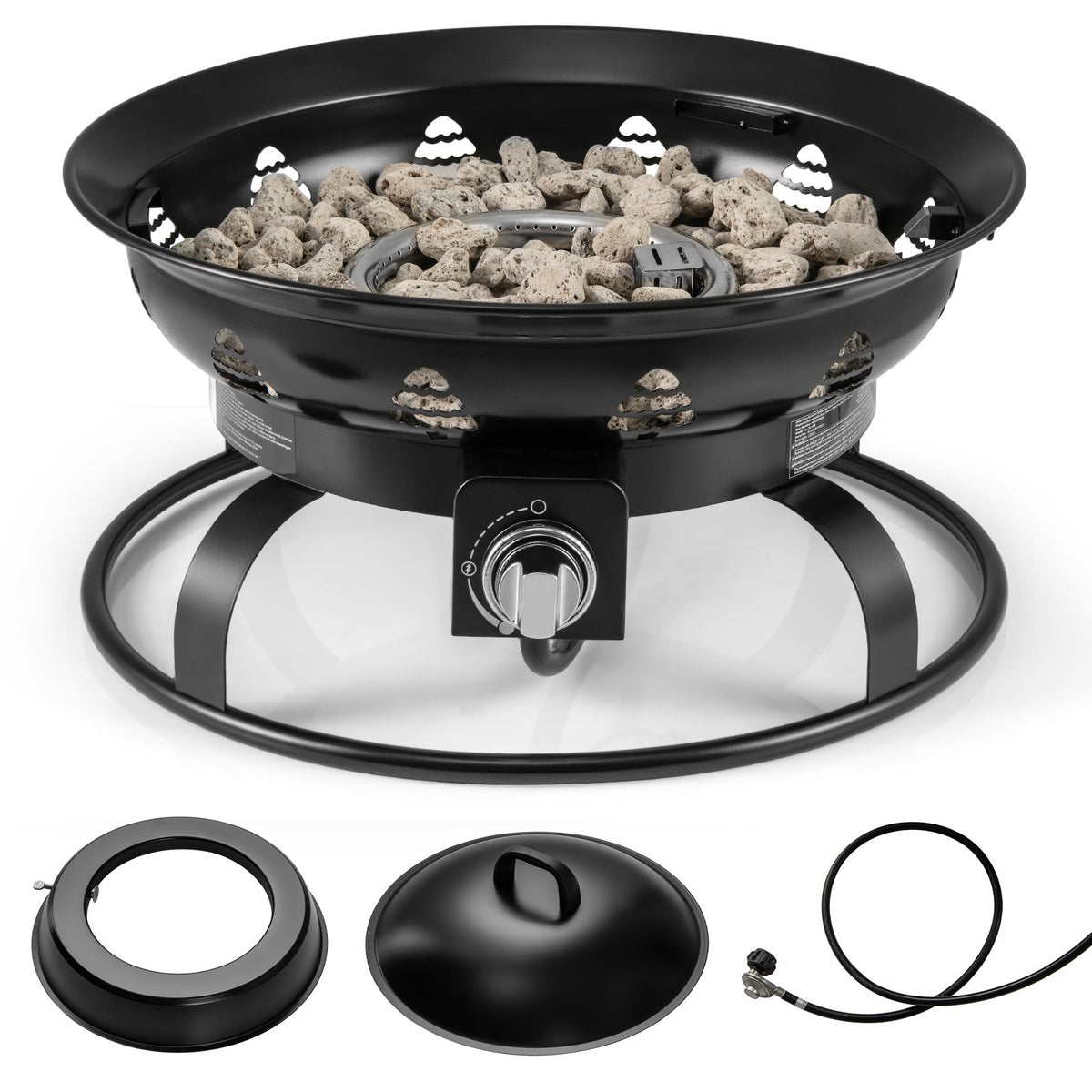 21-Inch Portable Propane Fire Pit Bowl – Black
