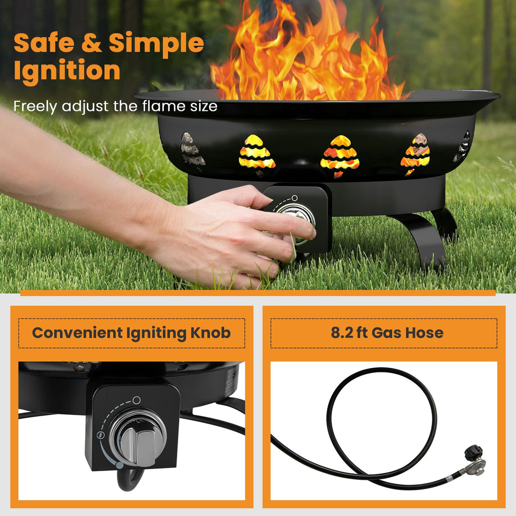 21-Inch Portable Propane Fire Pit Bowl – Black