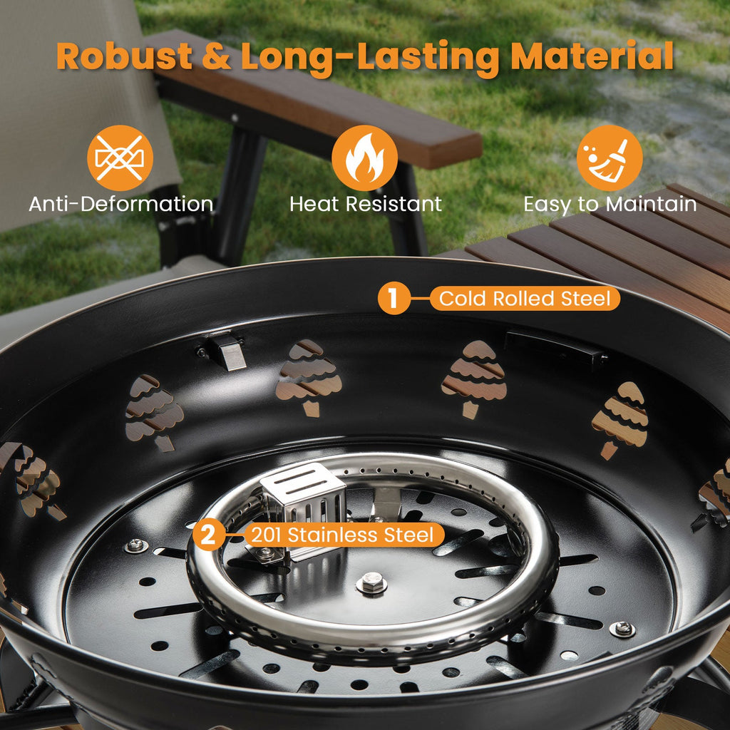 21-Inch Portable Propane Fire Pit Bowl – Black