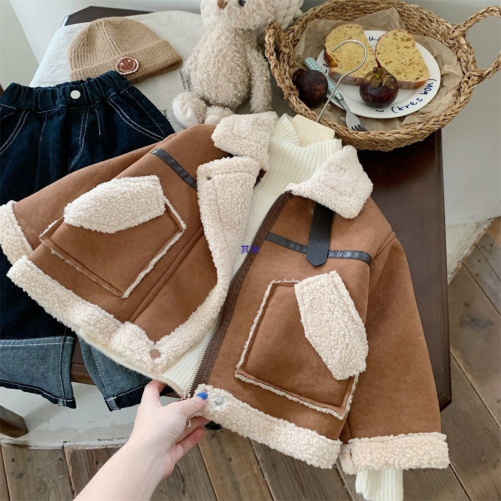 Girls’ Fleece-Lined Lambswool Coat