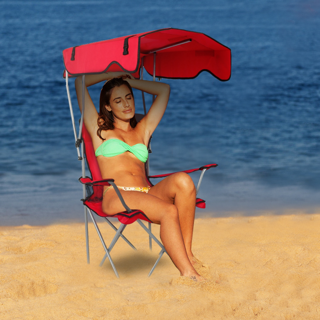 Folding Camping & Beach Chair with Canopy — 330 lb Capacity