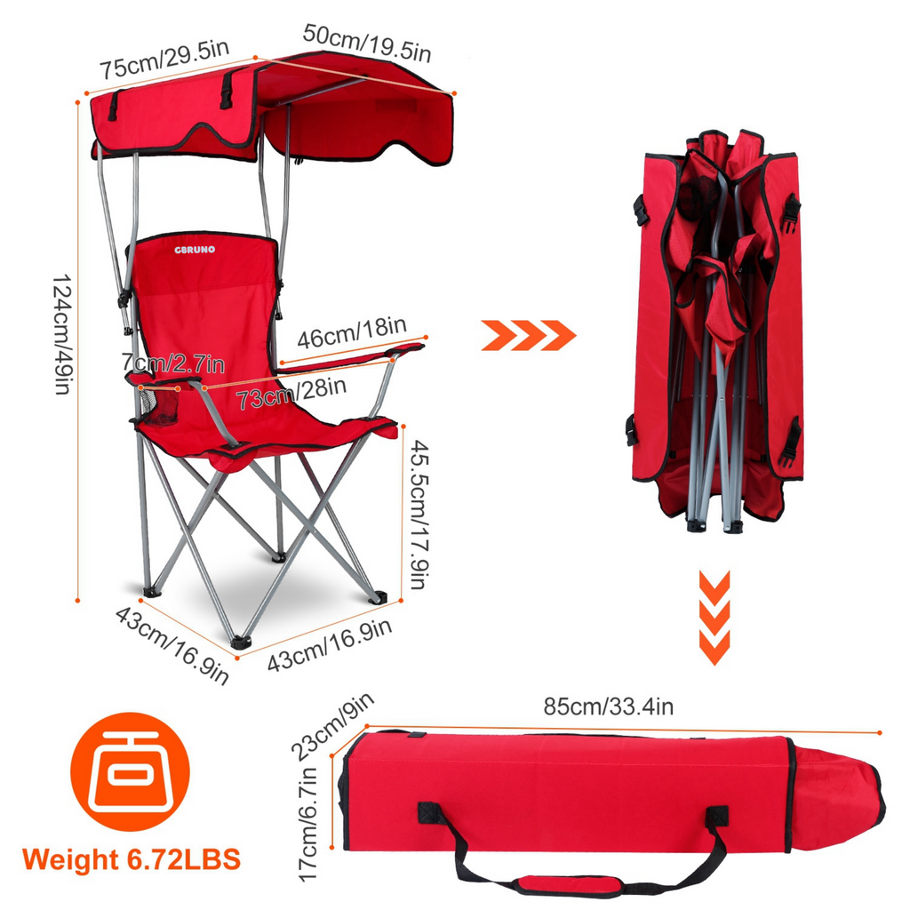 Folding Camping & Beach Chair with Canopy — 330 lb Capacity