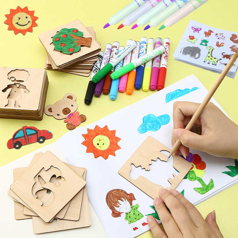 Kids’ Wooden Drawing Stencil Set