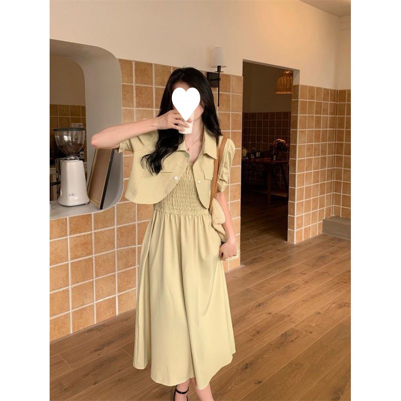 Women's Plus Size Bubble-Sleeve Jacket & Strapless Midi Dress Set