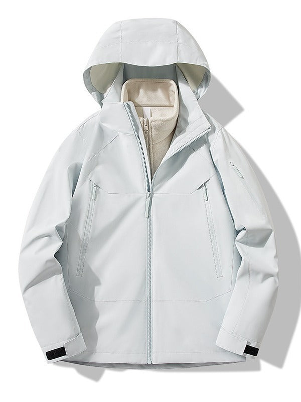 Unisex Plus Size 3-in-1 Waterproof Fleece-Lined Jacket