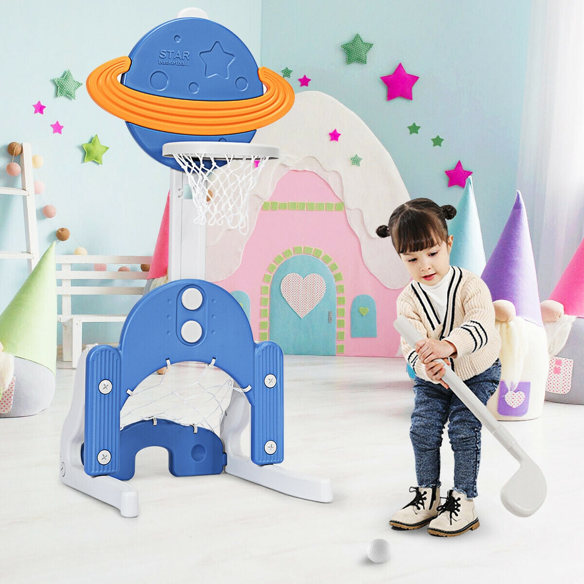 3-in-1 Adjustable Kids' Basketball Hoop Set