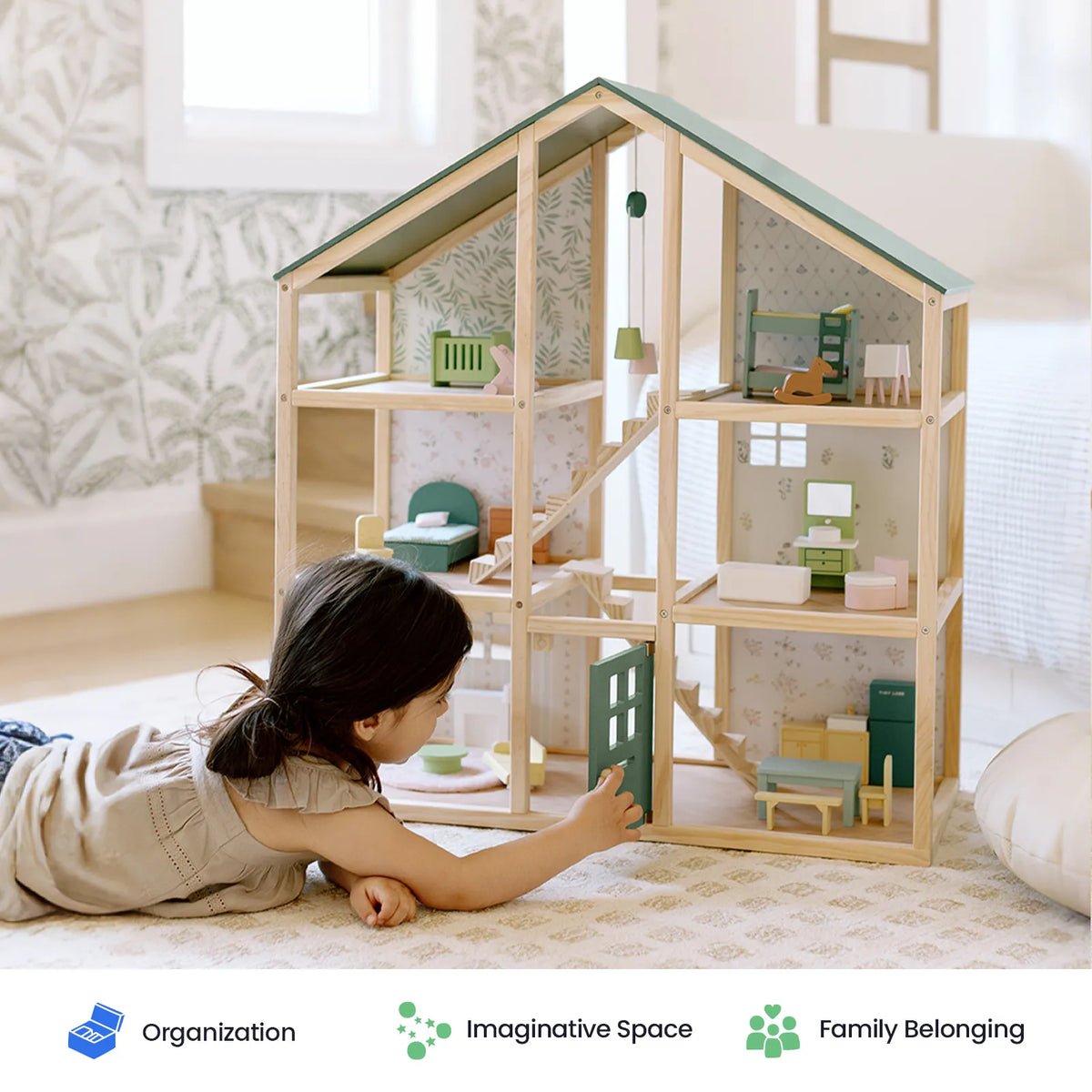 Tiny Land Sweetwood Wooden Dollhouse with Furniture – No Dolls