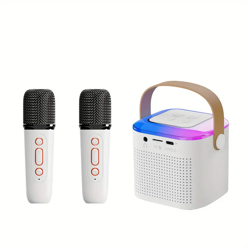 Bluetooth Karaoke Speaker with 2 Wireless Mics & RGB Lights