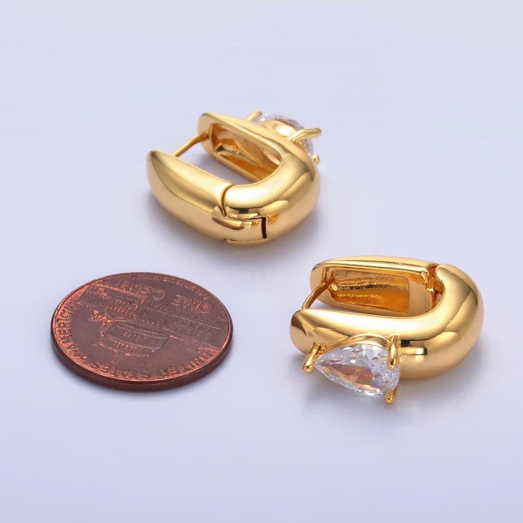 24K Gold-Filled CZ Teardrop Hoop Earrings