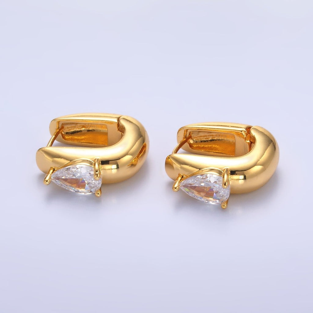 24K Gold-Filled CZ Teardrop Hoop Earrings