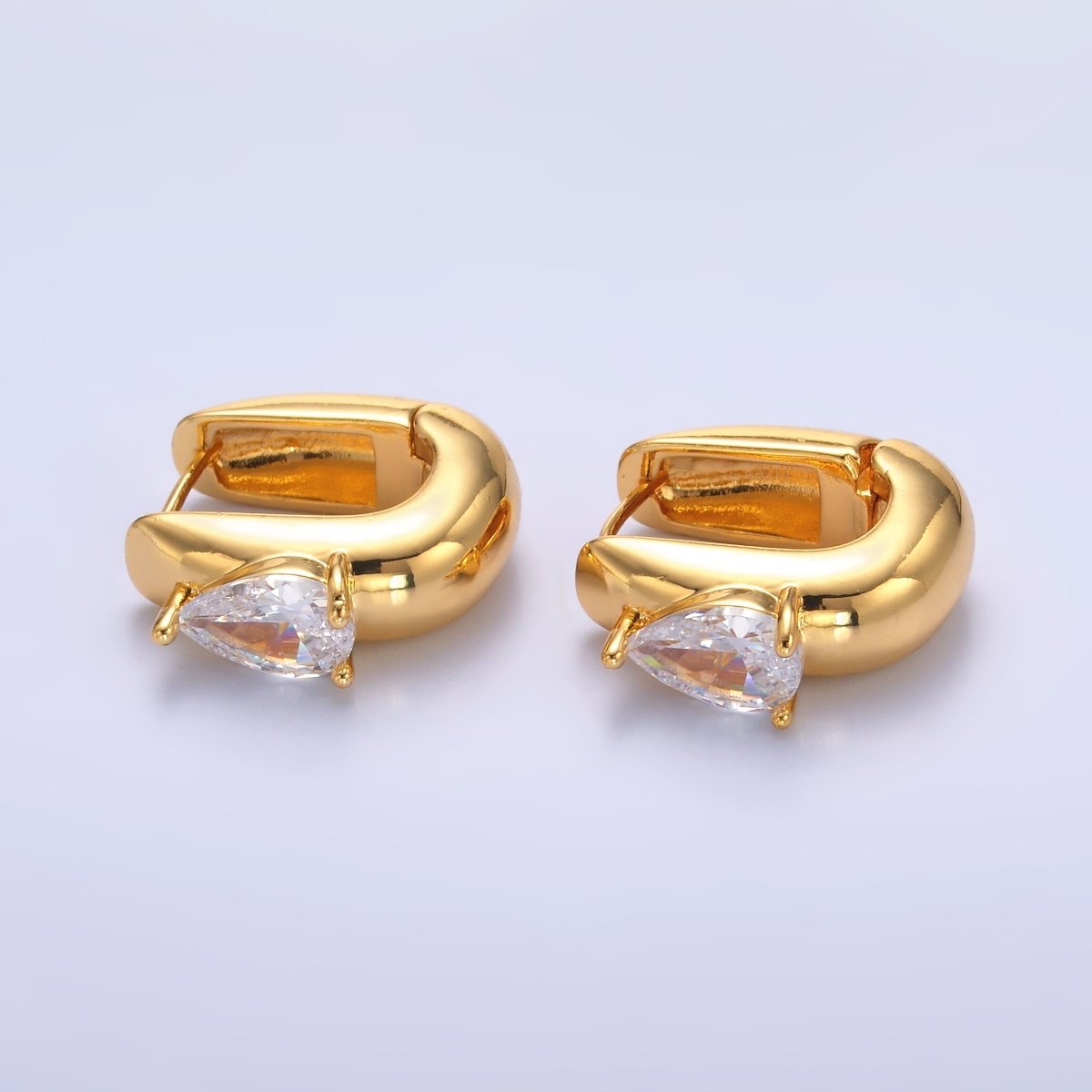 24K Gold-Filled CZ Teardrop Hoop Earrings