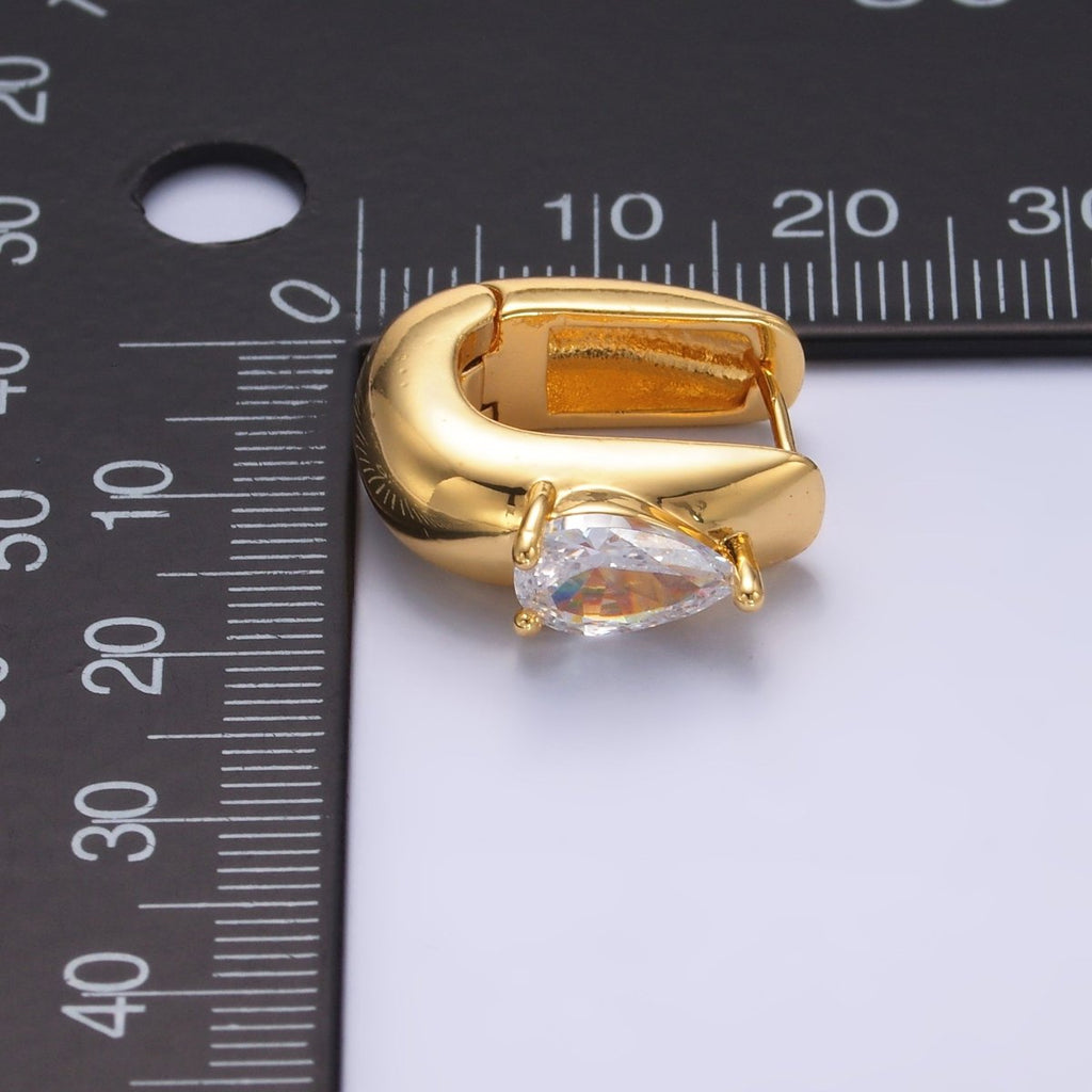 24K Gold-Filled CZ Teardrop Hoop Earrings