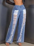Distressed Wide-Leg Jeans