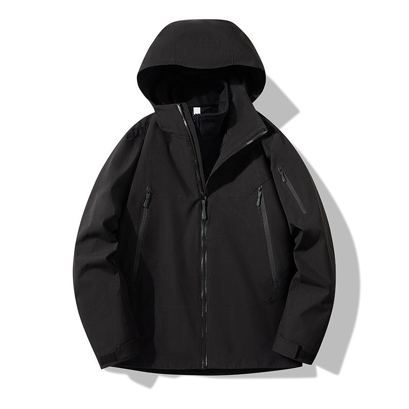 Unisex Plus Size 3-in-1 Waterproof Fleece-Lined Jacket