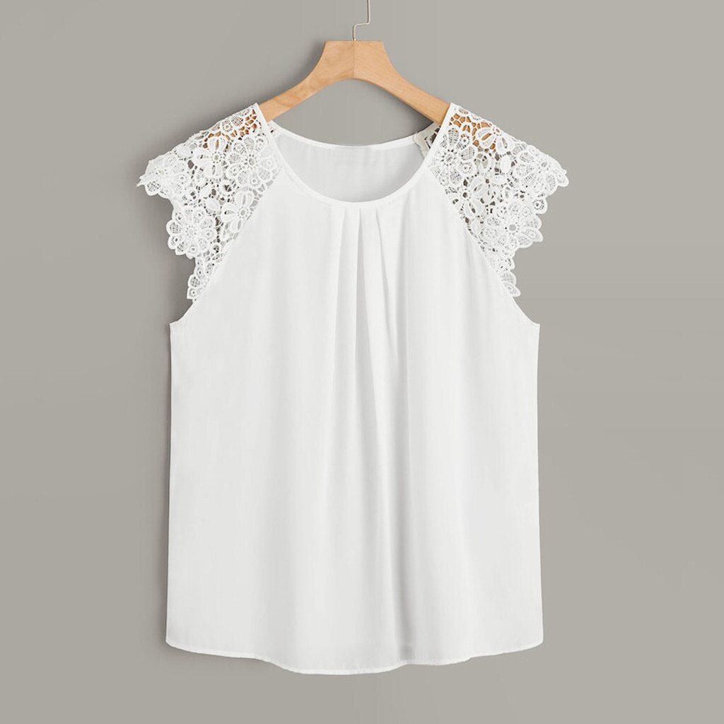 Women's Plus Size Floral-Lace Short-Sleeve Blouse