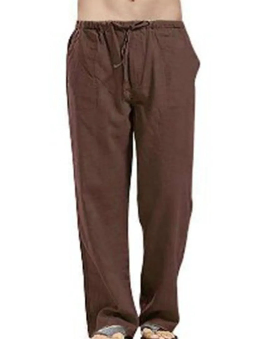 Men's Plus Size Drawstring Straight-Leg Pants
