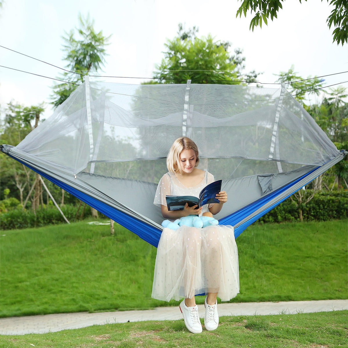 2-Person Camping Hammock with Mosquito Net — 600 lb Capacity