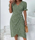 Floral V-Neck Asymmetric-Hem Dress