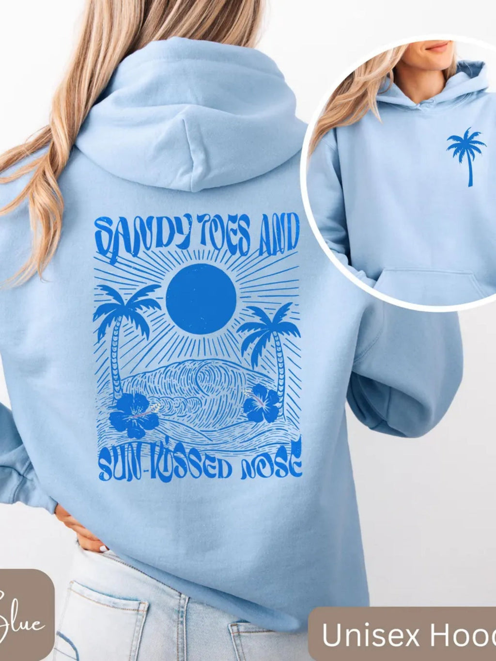 Palm & Floral Print Oversized Pullover Hoodie