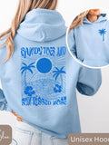 Palm & Floral Print Oversized Pullover Hoodie
