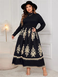 Women's Plus Size Mock-Neck Print Dress