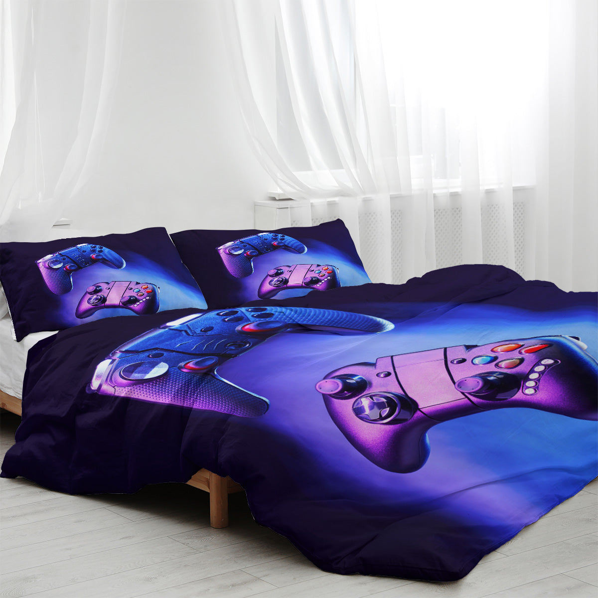 Gamer Gamepad Duvet Cover & Pillow Sham Set — 3 Pieces