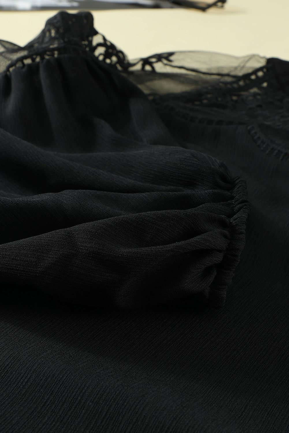 Lace-Detail Tie-Neck Blouse