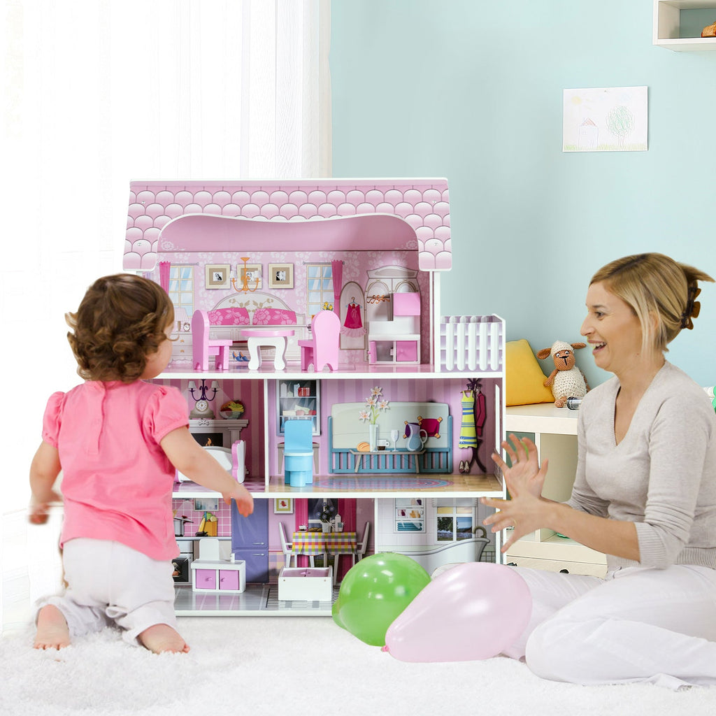 Pink Dollhouse with Furniture, 28 Inches