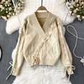 Oversized V-Neck Knit Pullover Sweater