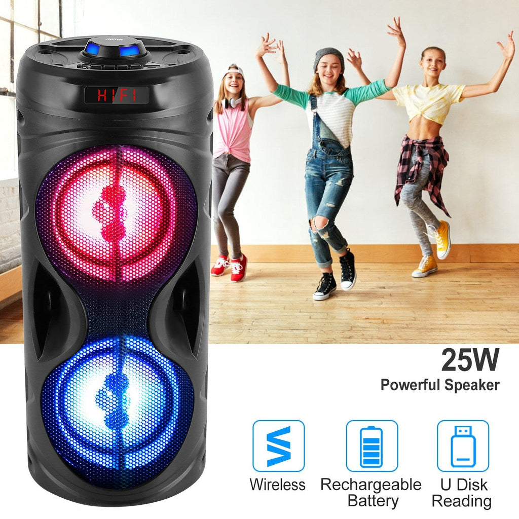 Portable Bluetooth Karaoke Party Speaker with LED Lights & FM